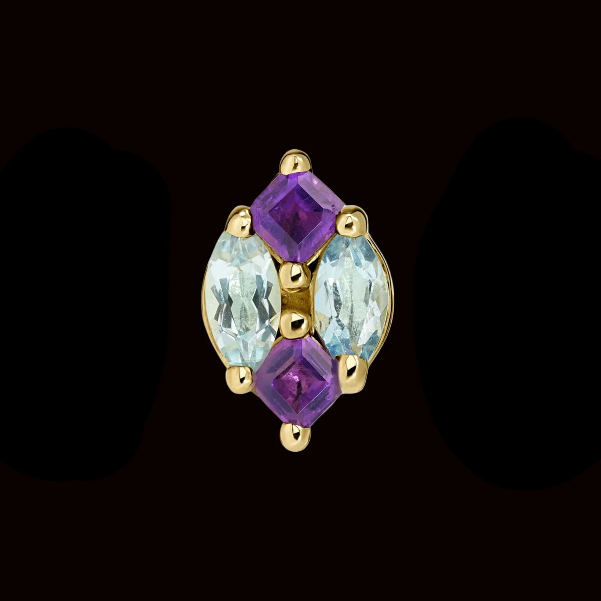 "Mirrored Love" Genuine Sky Blue Topaz/Amethyst 14k YG