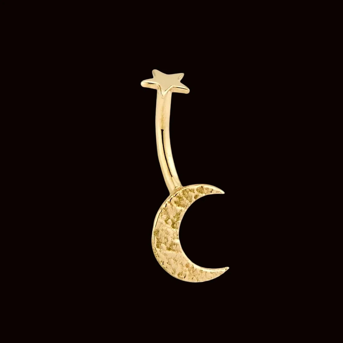 "Moon & Star" 16g 5/16 Threaded Curve 14k YG