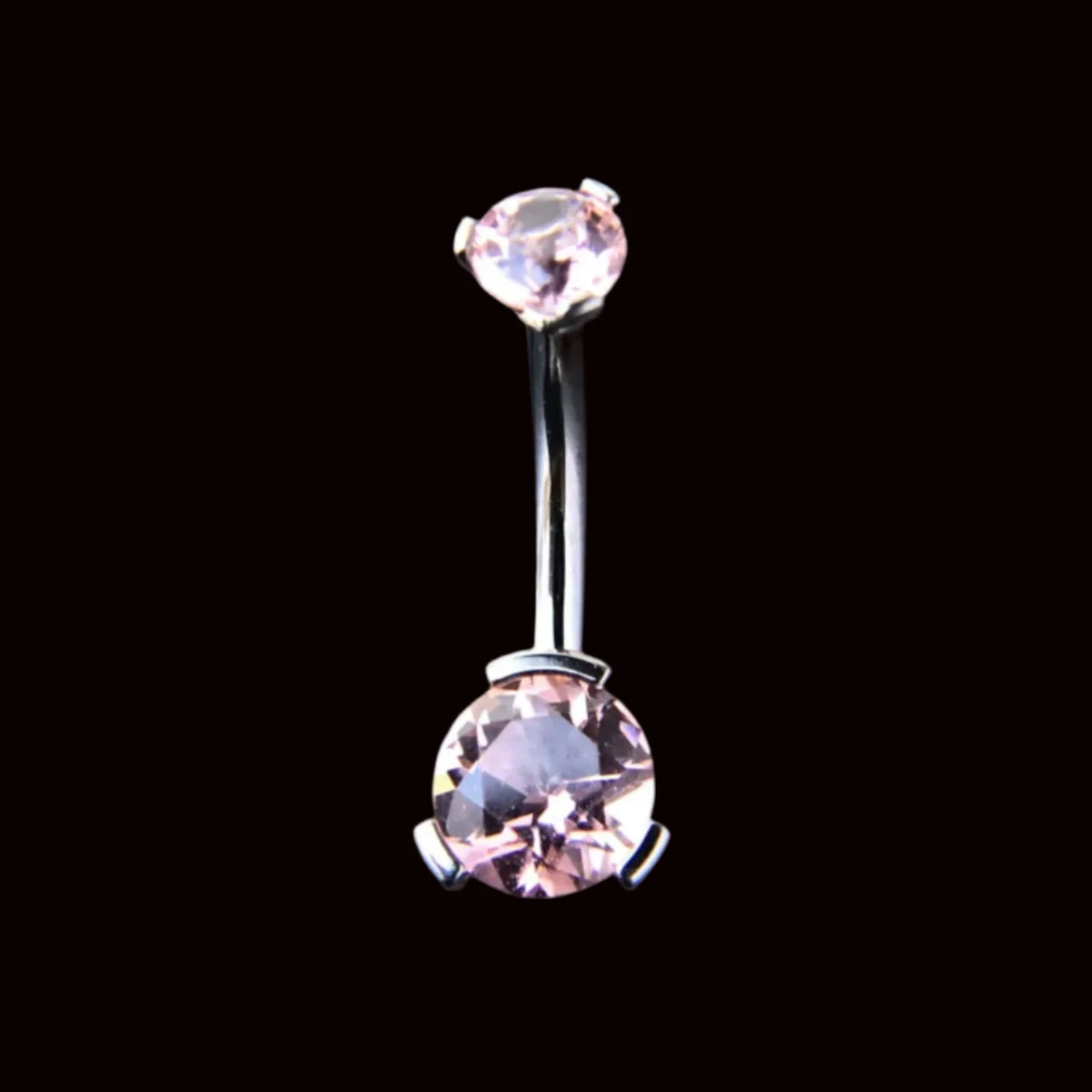Double Morganite Prong Navel Curve Ti.
