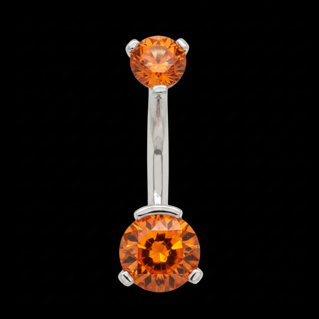 Double Orange Prong Navel Curve Ti.