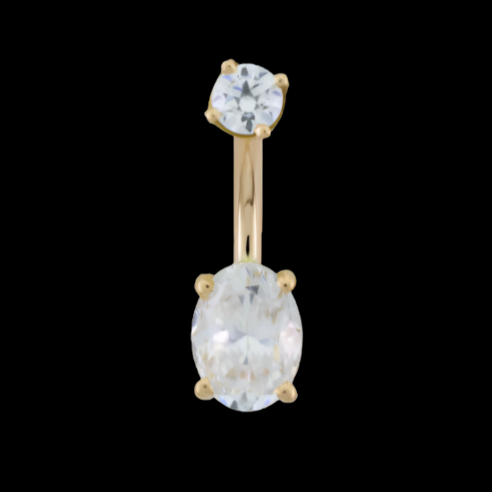 CZ Oval Prong Curve YG