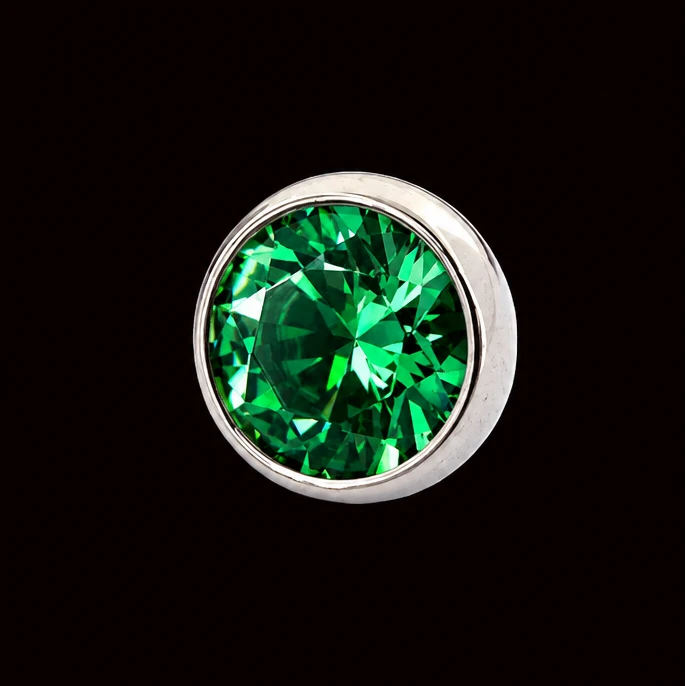 5m Emerald Green Ball Gem 14g Threaded Top Ti.