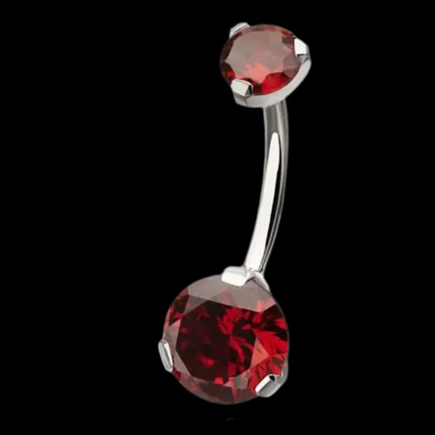 Double Garnet Prong Curve Ti.