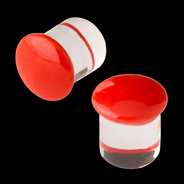 6g Poppy Red/Clear Glass Plugs