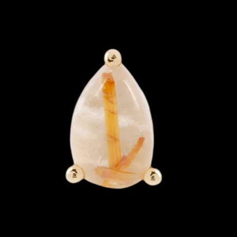 Rutilated Quartz Pear Prong YG