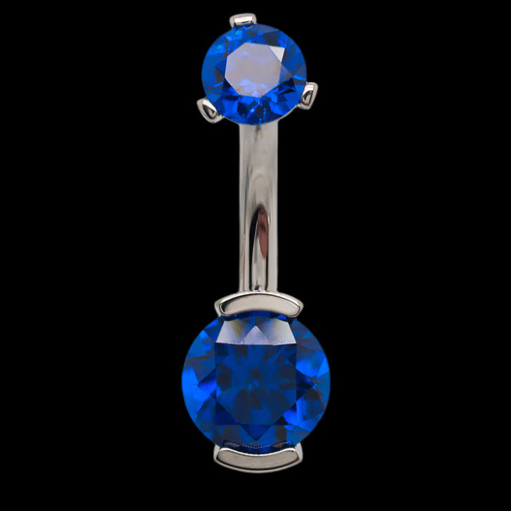 Double Sapphire Blue Prong Curve Ti.