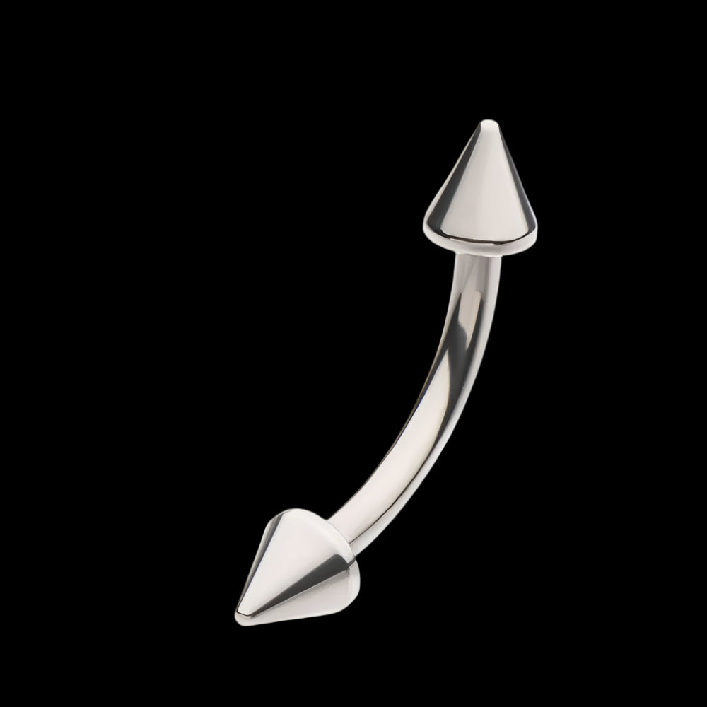 14g 3/8 Threaded Spiked Curve Ti.