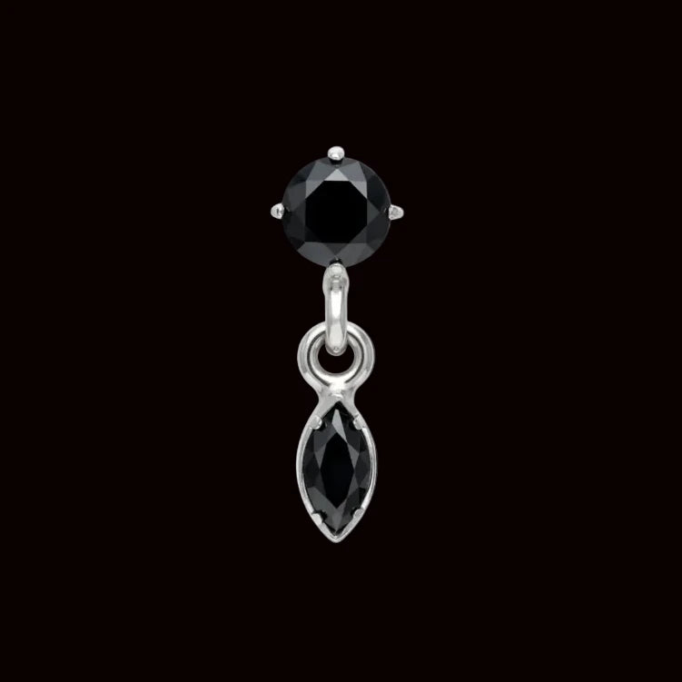 "Tiffany Marquise Dangle" Black CZ Ti.