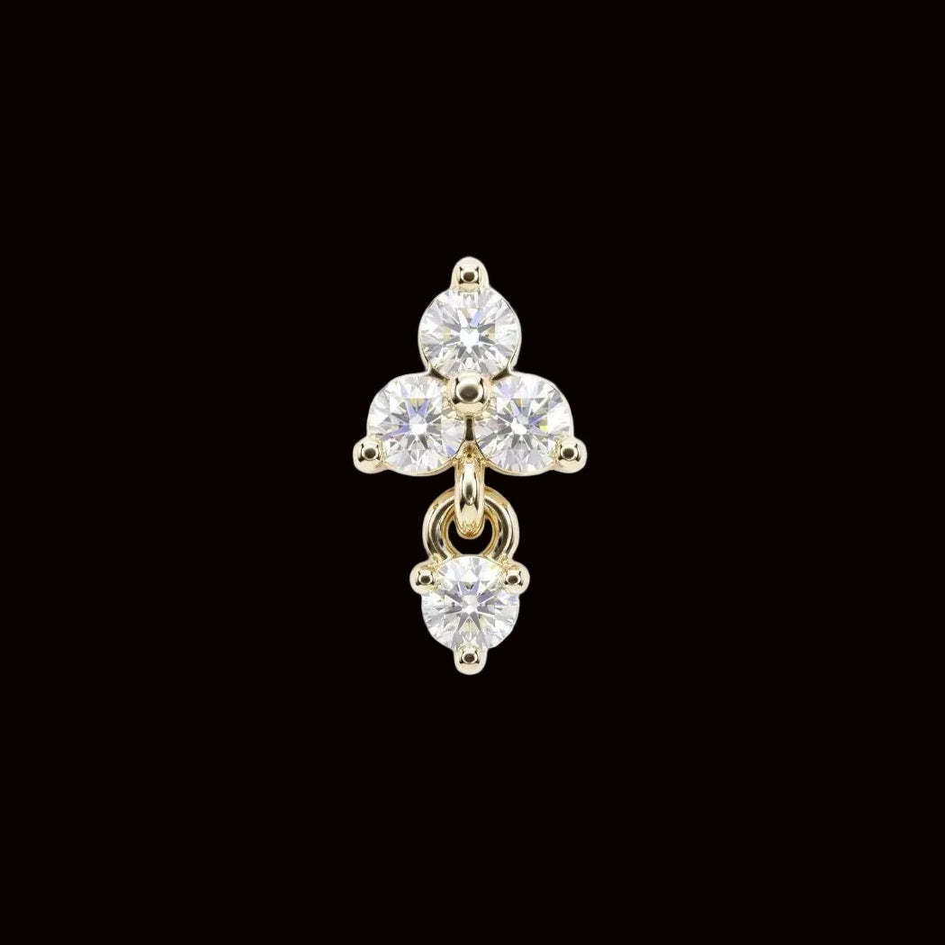 "Trinity Dangle" CZ 14k YG