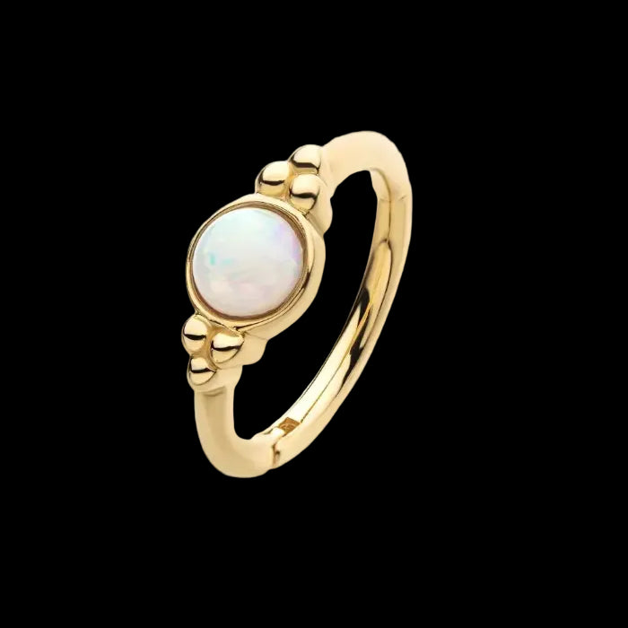 18g 5/16 White Opal Beaded Clicker YG