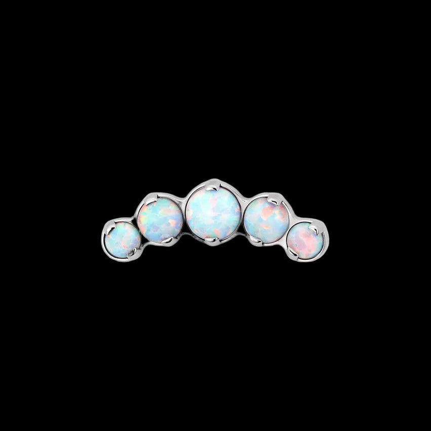 5 Gem White Opal Curved Cluster Ti.