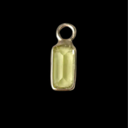 Emerald Cut Yellow Tourmaline Charm YG