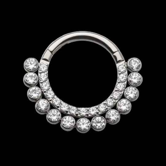 16g 3/8 Double Row CZ Clicker Ti.