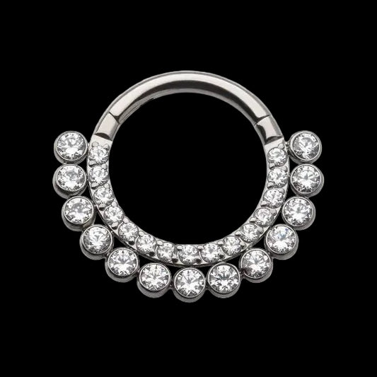 16g 3/8 Double Row CZ Clicker Ti.