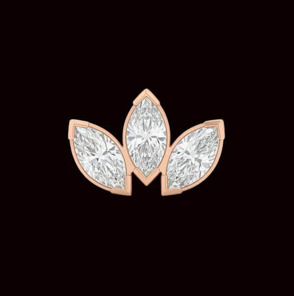 Triple Stone CZ Marquise Fan 18k RG
