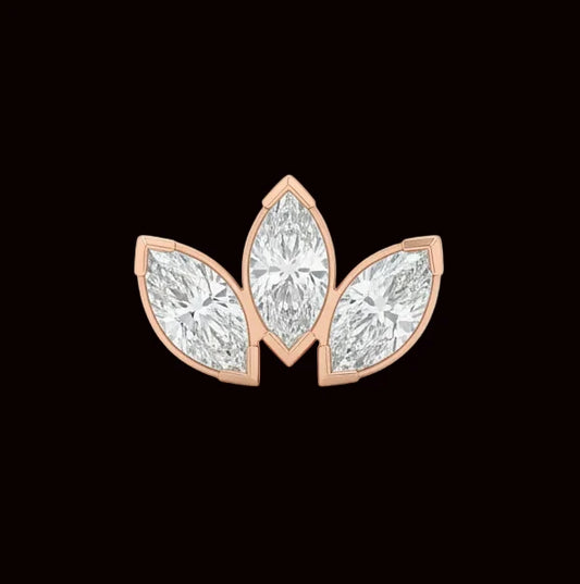 Triple Stone CZ Marquise Fan 18k RG