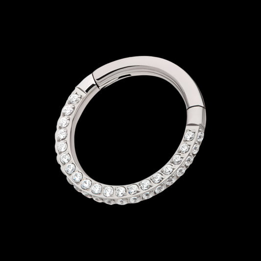 18g 9/32 3 row CZ Clicker Ti.