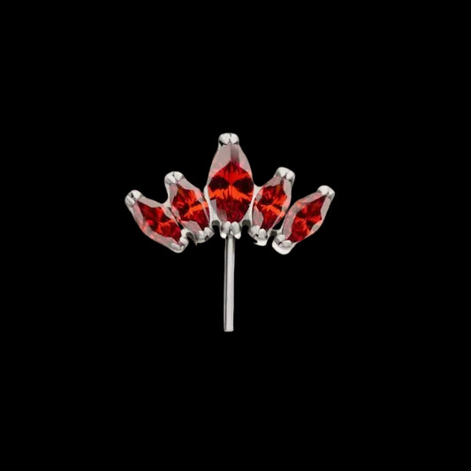 5 gem Ruby Marquise Fan Cluster Side Set Ti.