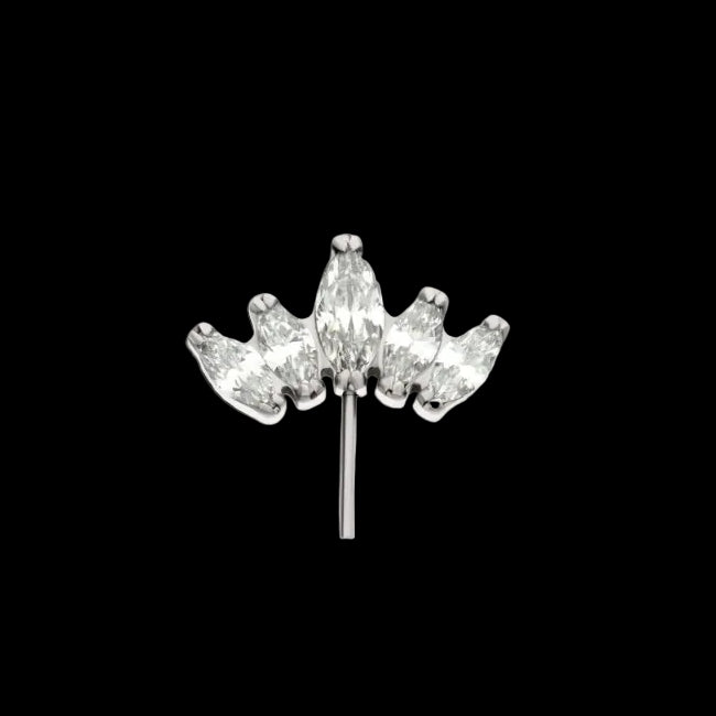5 gem CZ Marquise Fan Cluster Side Set Ti.