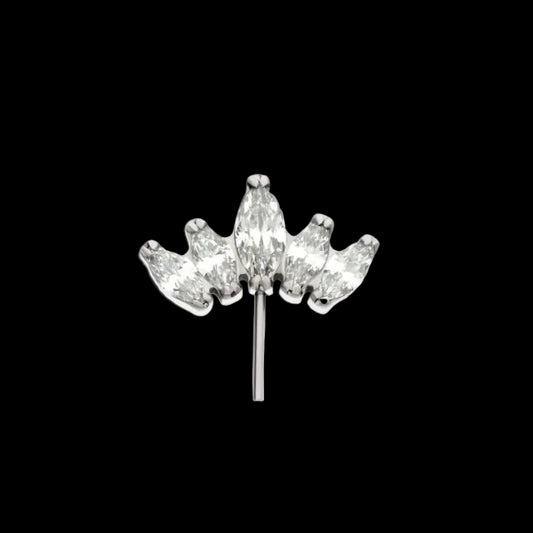 5 gem CZ Marquise Fan Cluster Side Set Ti.
