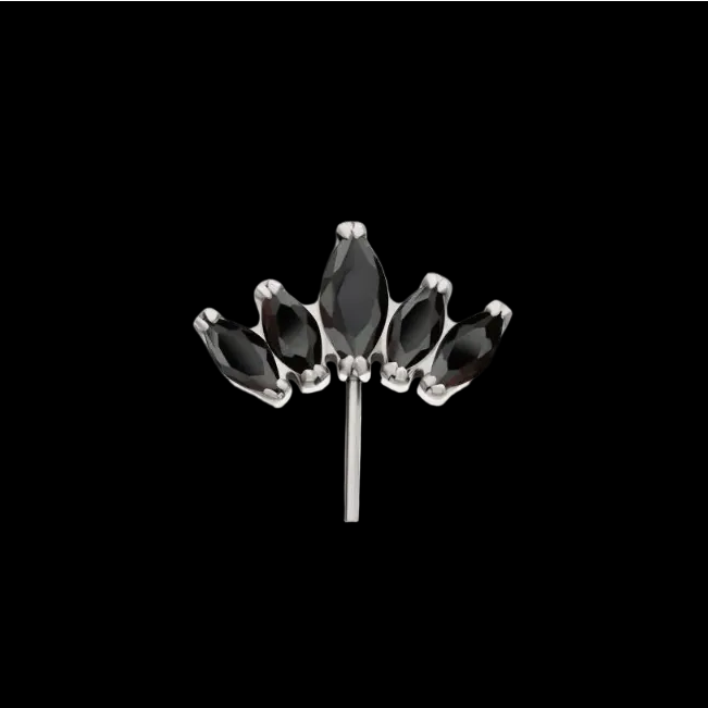 5 gem Black Marquise Fan Cluster Side Set Ti.