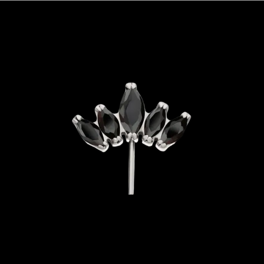 5 gem Black Marquise Fan Cluster Side Set Ti.