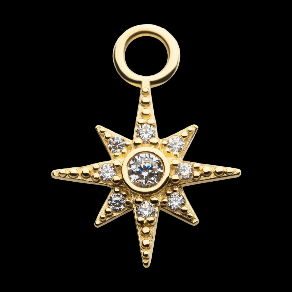 8 Point Star Charm CZ YG