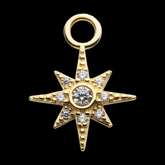 8 Point Star Charm CZ YG
