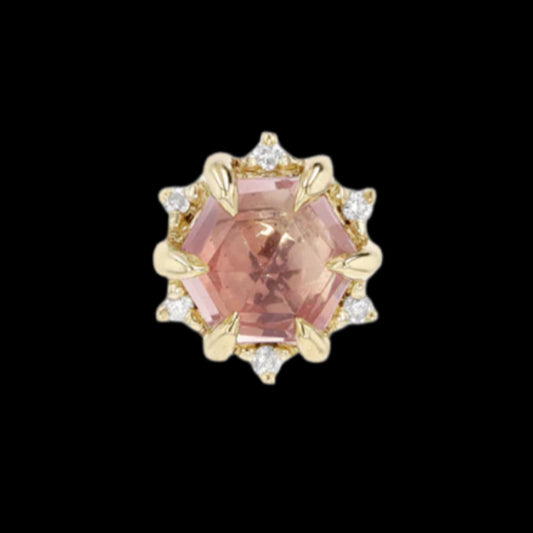 "Hexagon Sunstone" Genuine Diamonds YG