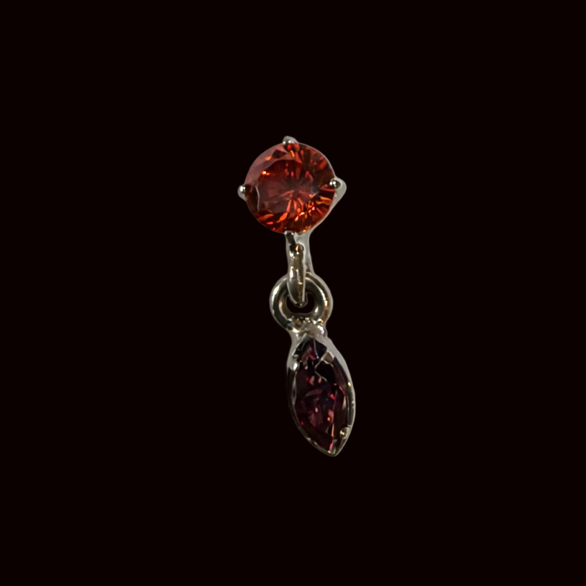 "Tiffany Marquise Dangle" Red CZ Ti.