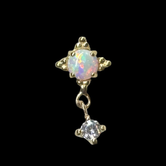 "Zia Dangle" White Opal/CZ YG