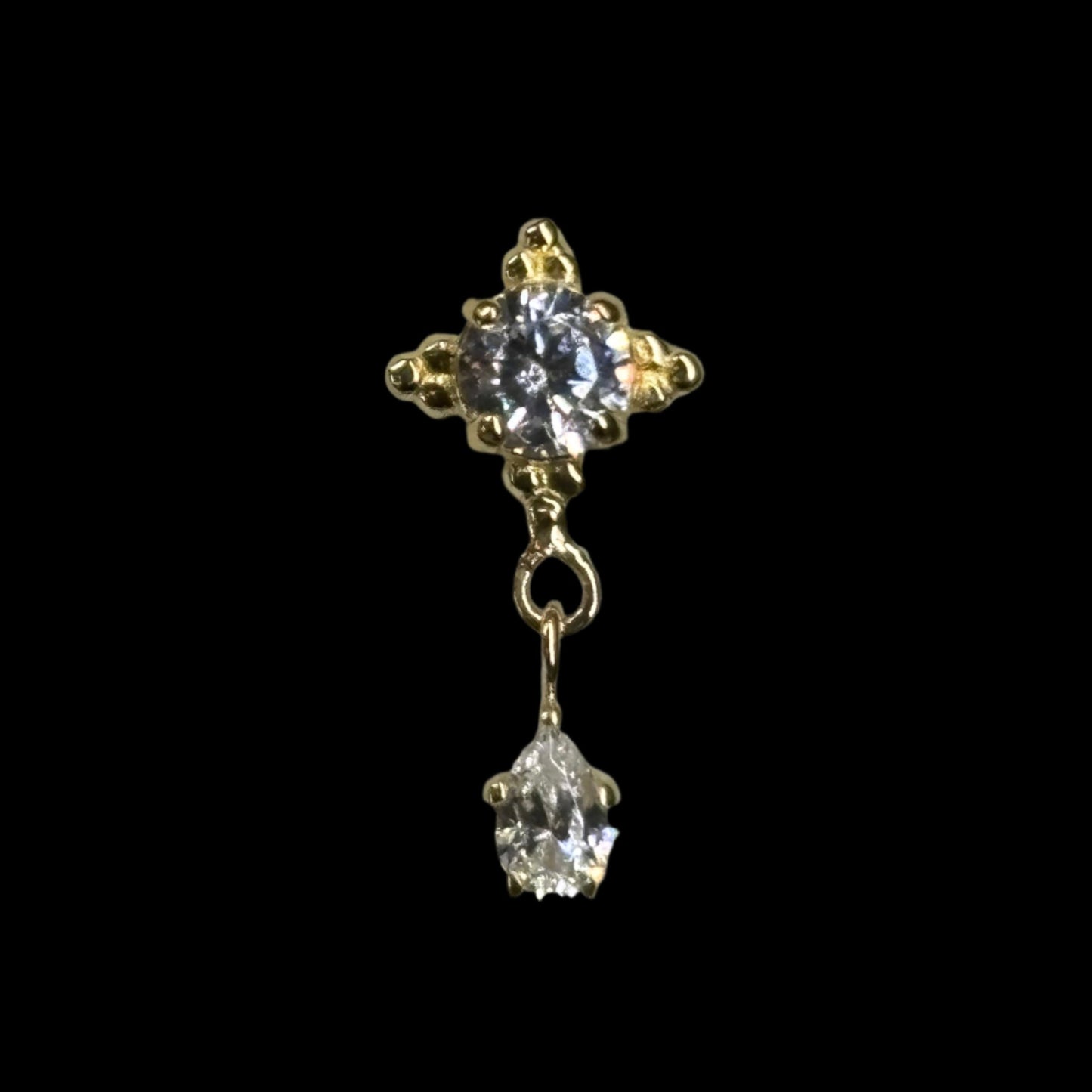 "Zia Pear Dangle" CZ YG