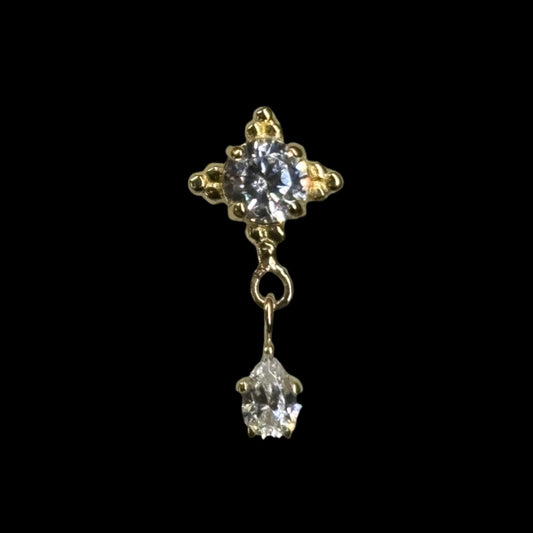 "Zia Pear Dangle" CZ YG