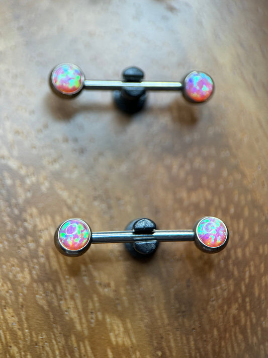 Pink Opal Cab Side Set Ti