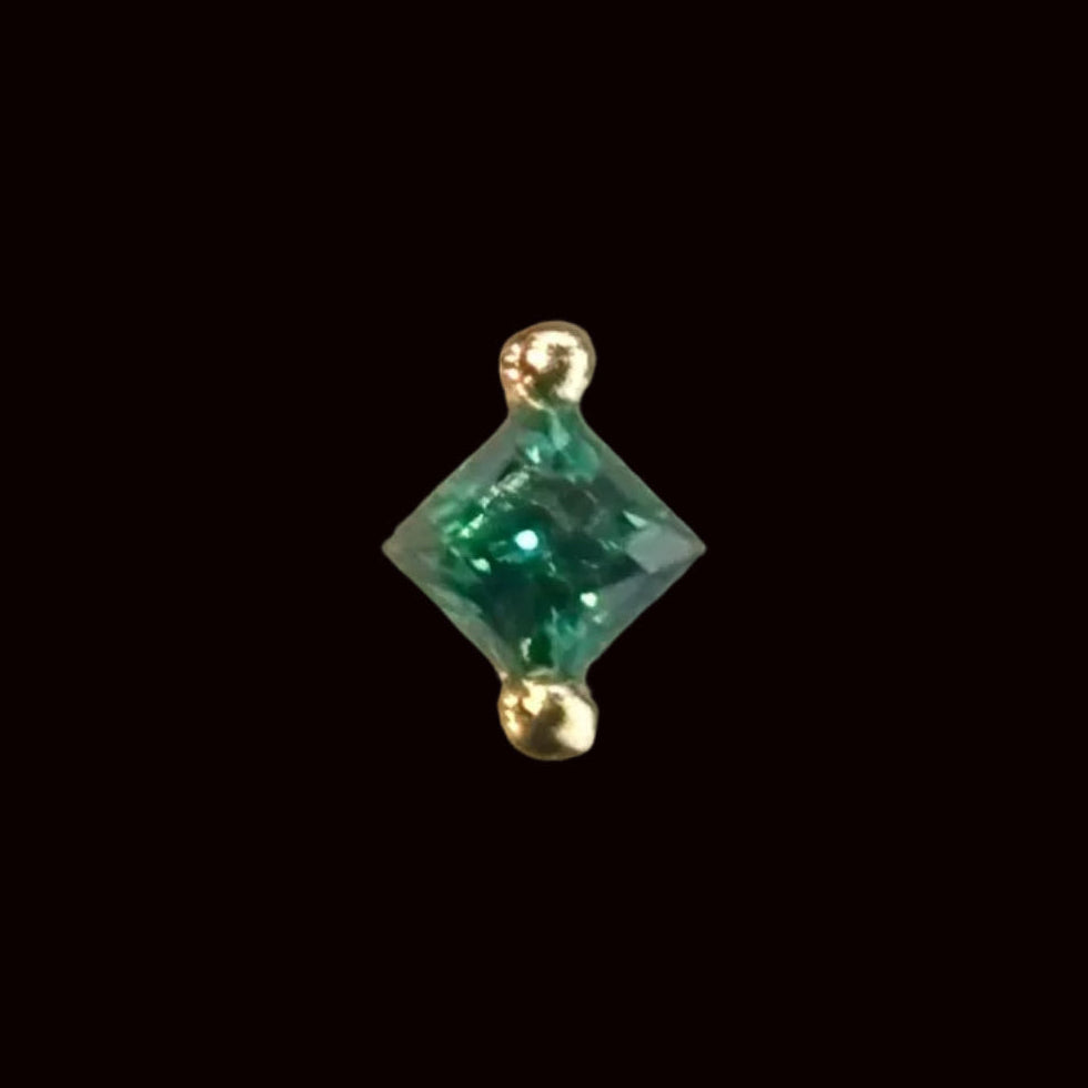"Princess Bead" Green CZ 18k YG