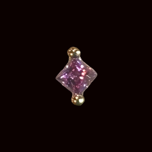 "Princess Bead" Purple CZ 18k YG