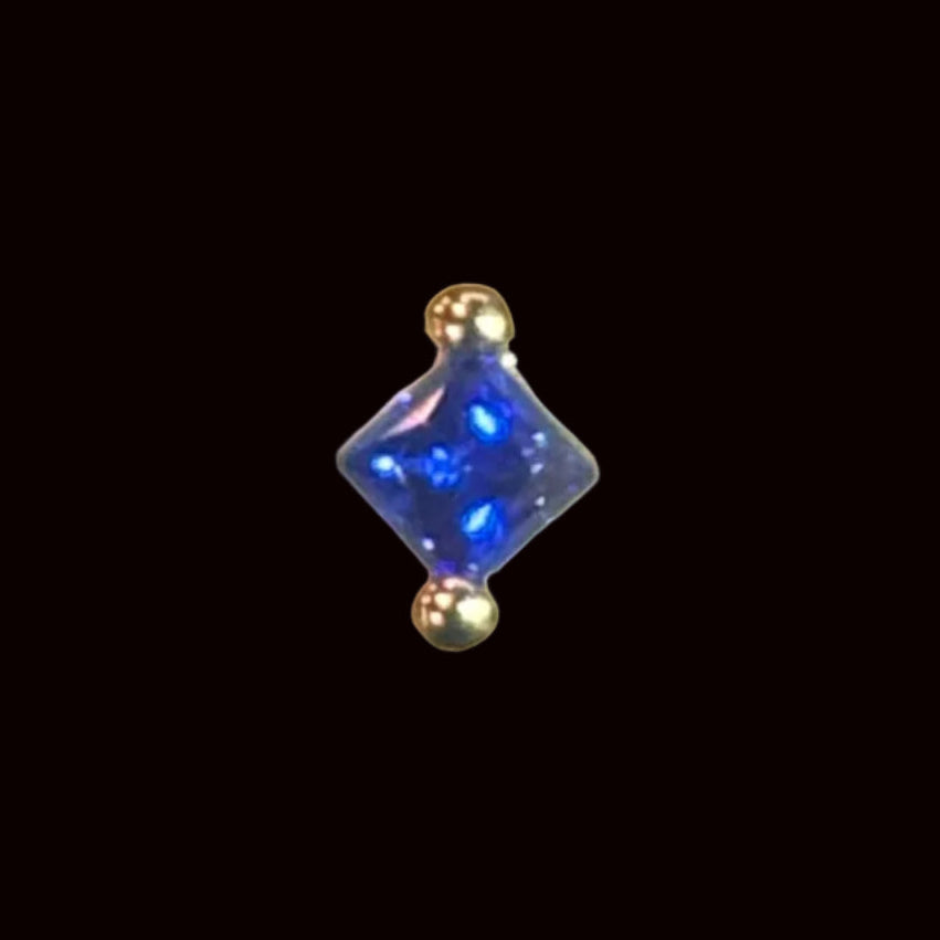 "Princess Bead" Sapphire Blue CZ 18k YG