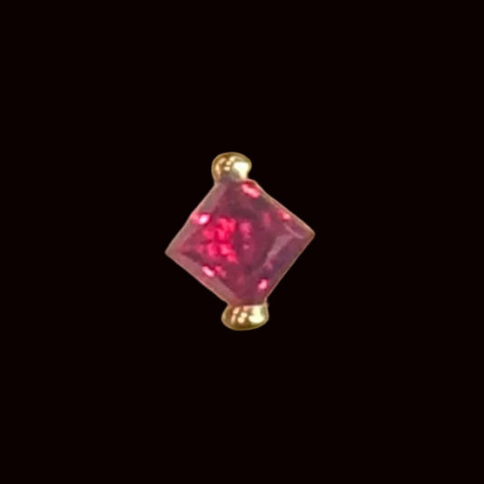 "Princess Bead" Dark Ruby CZ 18k YG