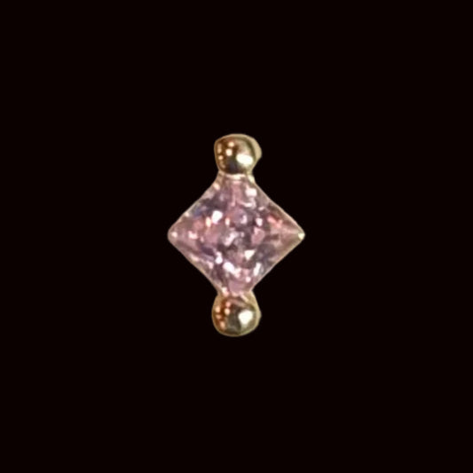 "Princess Bead" Pink CZ 18k YG