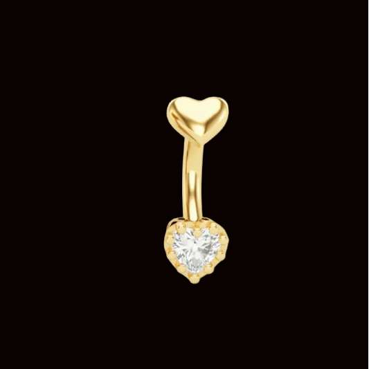 Heart CZ Navel Curve YG