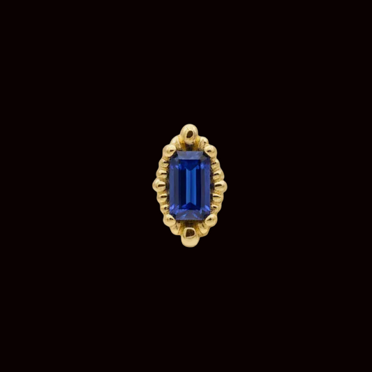 "Melange Baguette" Genuine Blue Sapphire 14k YG