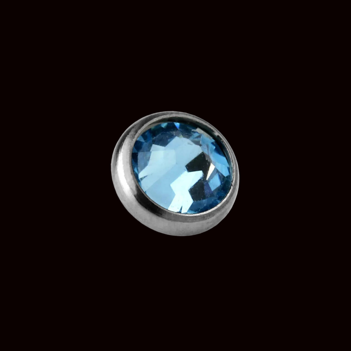 6m Aqua Rose Cut CZ 14g Threaded Top Ti.