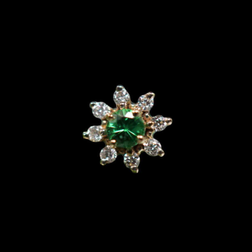 "Athena Mini" Tsavorite/Diamond YG