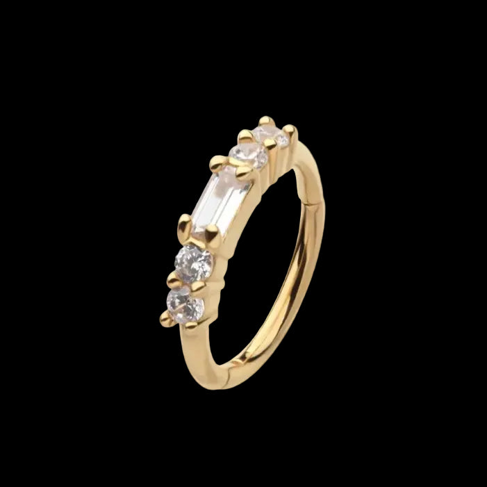 18g 5/16 CZ Baguette Cluster YG Clicker