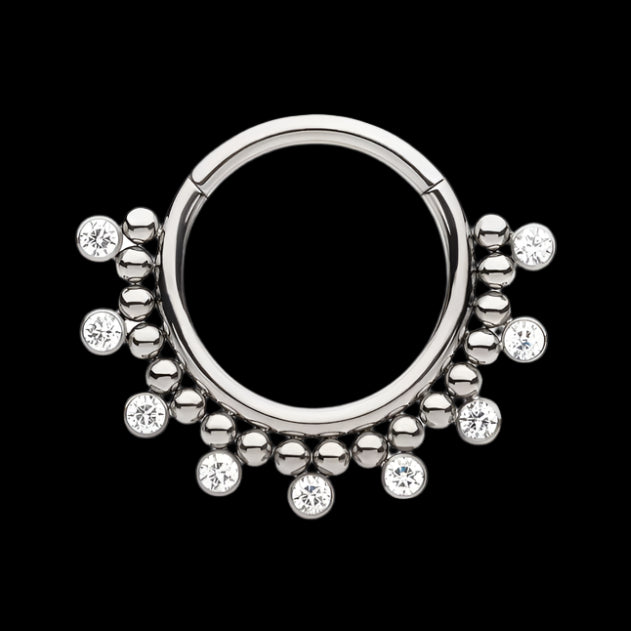 CZ Beaded Bezel Clicker Ti.