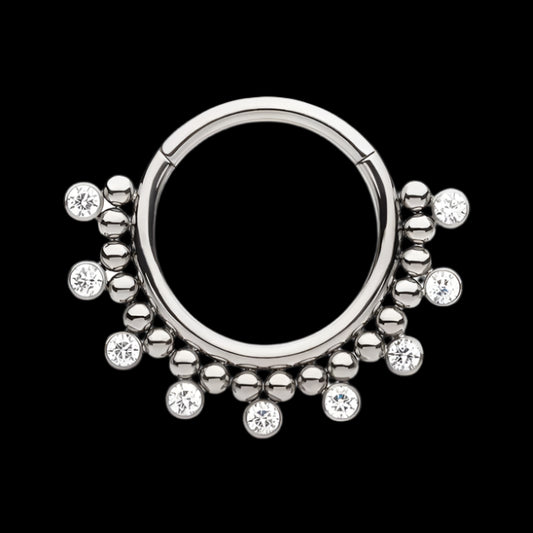 CZ Beaded Bezel Clicker Ti.