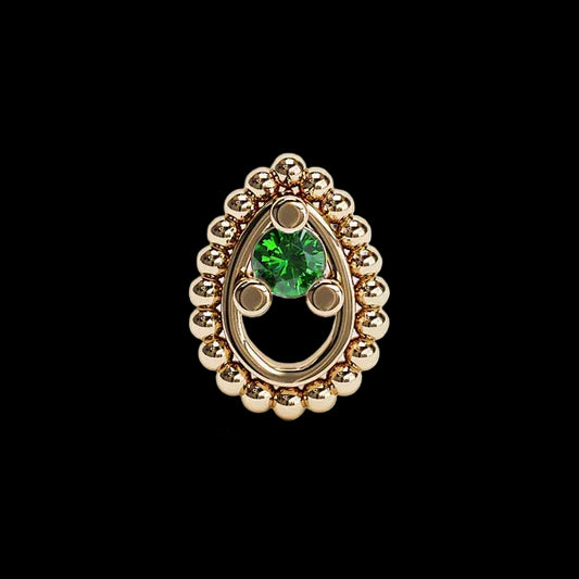 Beaded Teardrop Genuine Emerald YG