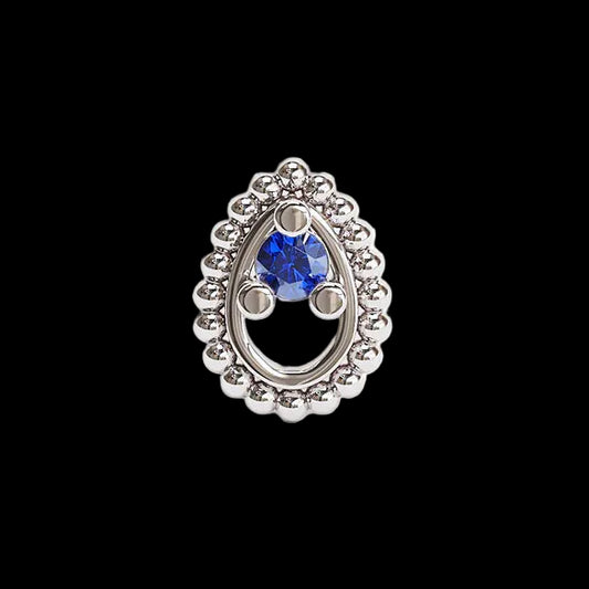 Beaded Teardrop Genuine Blue Sapphire WG