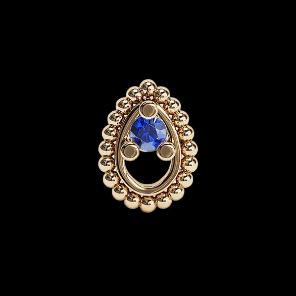 Beaded Teardrop Genuine Blue Sapphire YG