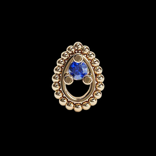 Beaded Teardrop Genuine Blue Sapphire YG